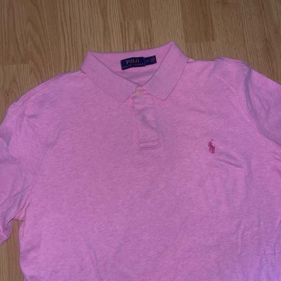 Polo Ralph Lauren Light Pink On Pink Logo Short Sleeve Cotton Collared Shirt - Picture 5 of 7